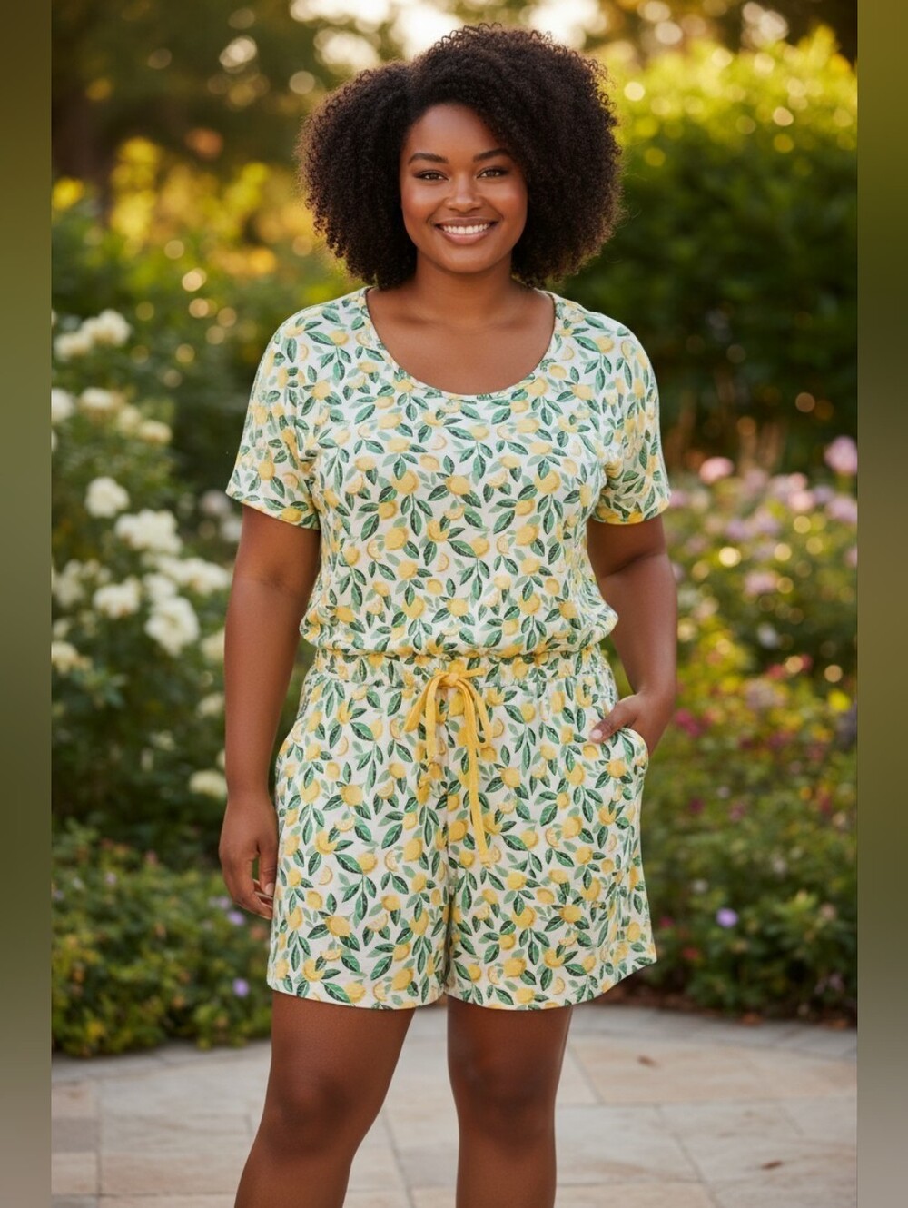 Alex's Lemonade Stand Women’s Lemon Print Romper One Piece Sz XL